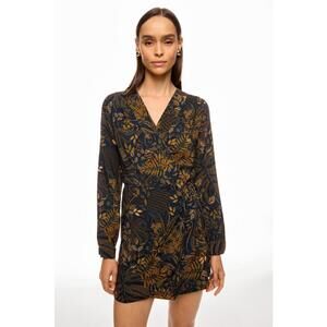 FARM Rio Dotted Forest Teal Mini Wrap Dress Size M with Fabric Snag